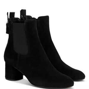 AGL Women's Lisette Almond Toe Mid Heel Stretch Booties in Black Size. 37